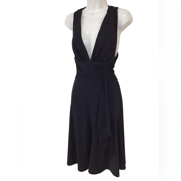 White House Black Market Black Halter Criss Cross Low Back Cocktail Dres… - Picture 3 of 6